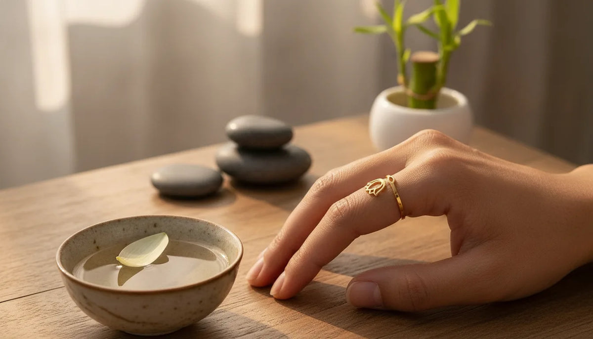 Bague Lotus Ajustable - Symbole de Sérénité