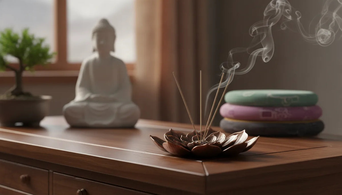 Porte Encens Fleur de Lotus Bronze