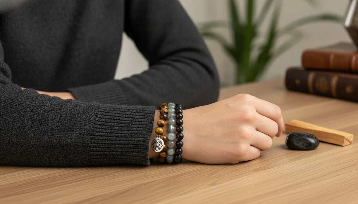 Mâlâ Protection Énergétique Oeil de Tigre Labradorite Obsidienne