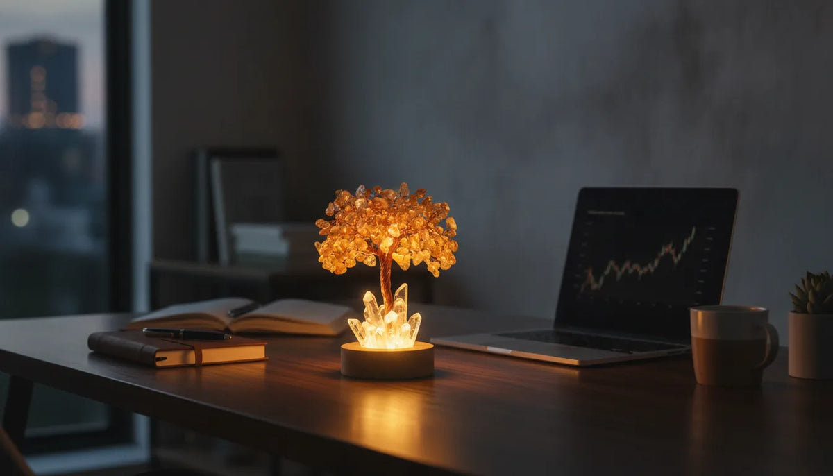 Lampe Citrine & Cristal de Roche - Abondance & Prospérité