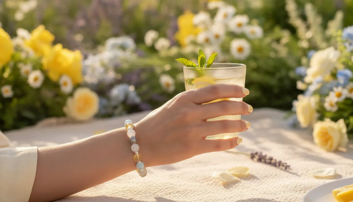 Bracelet Énergies de l'Été - Aigue-Marine, Citrine, Pierre de Lune