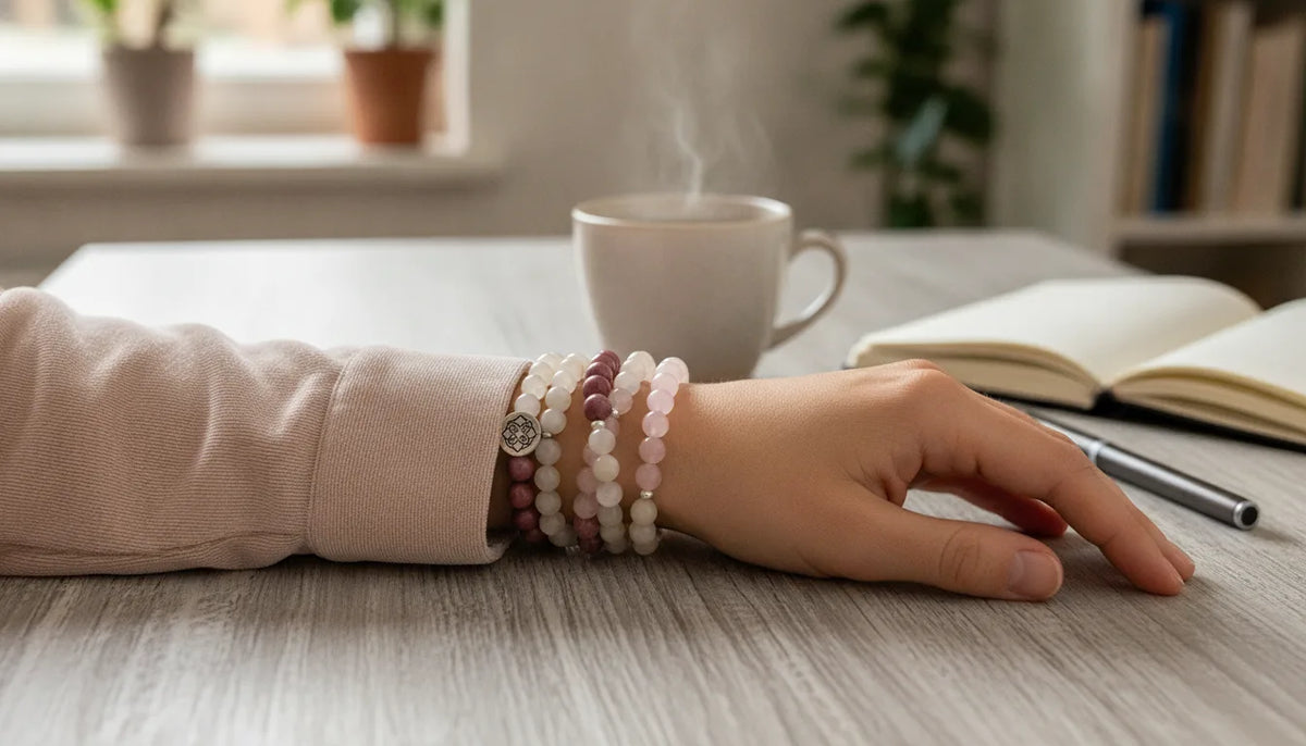 Mâlâ Self Love : Quartz Rose, Pierre de Lune, Rhodochrosite
