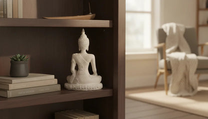 Statue Bouddha Quiétude Résine Blanche