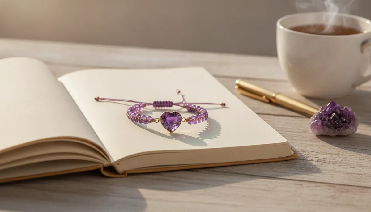 Bracelet Cœur Améthyste : Élégance & Sérénité