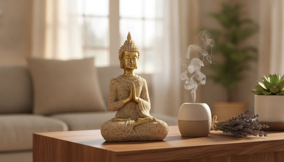 Statuette Bouddha Sérénité en Pierre de Grès