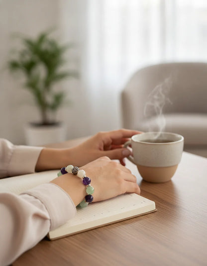 Bracelet Maman Zen : Améthyste, Pierre de Lune, Aventurine
