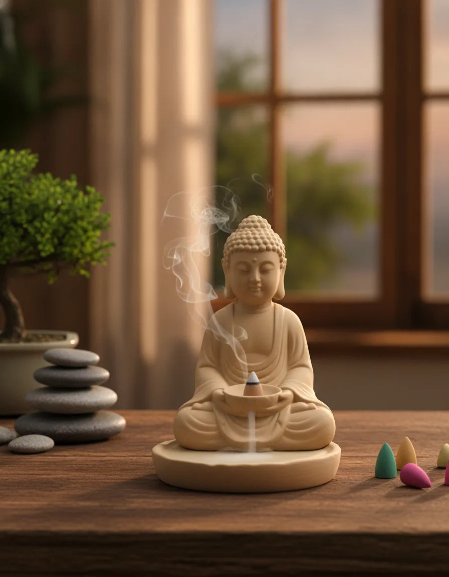 Porte Encens Bouddha Céramique 12cm