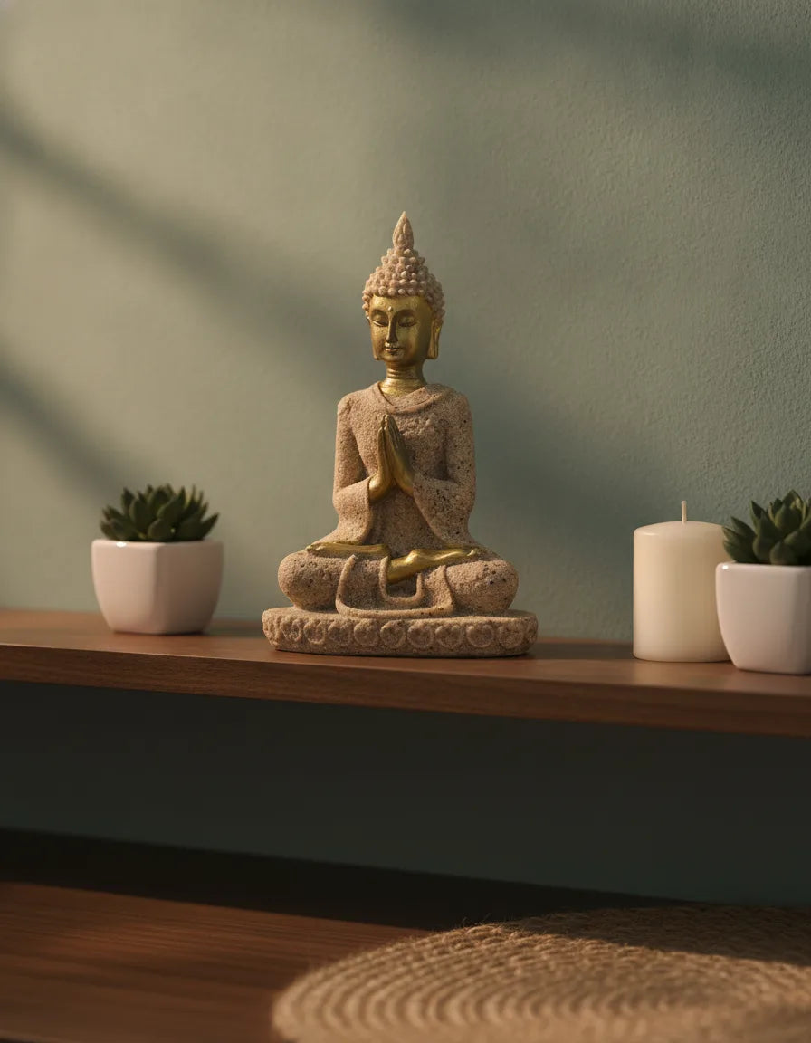 Statuette Bouddha Sérénité en Pierre de Grès