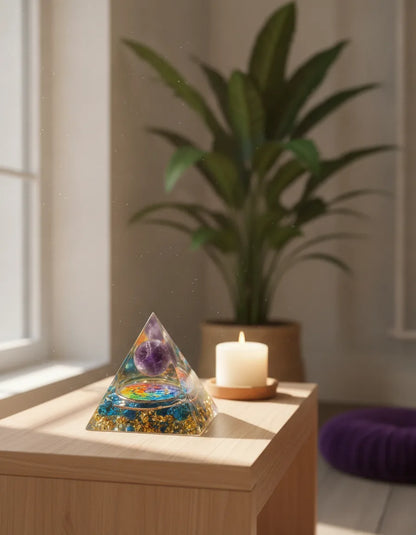 Pyramide Orgonite Améthyste : Énergie Positive & Sérénité