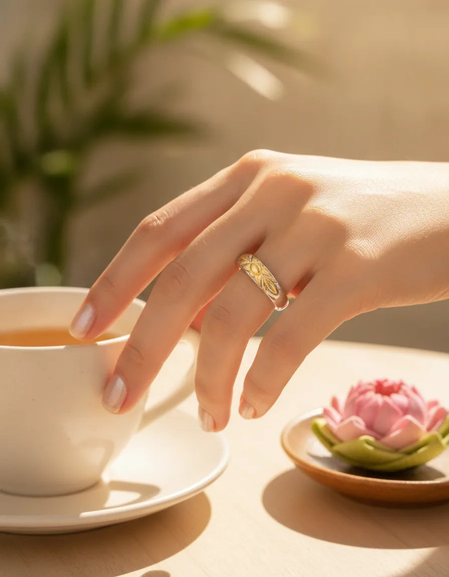 Bague Couronne de Lotus Argent 925