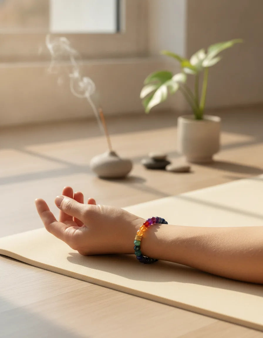 Bracelet 7 Chakras Précieux Pierres Naturelles Luxe
