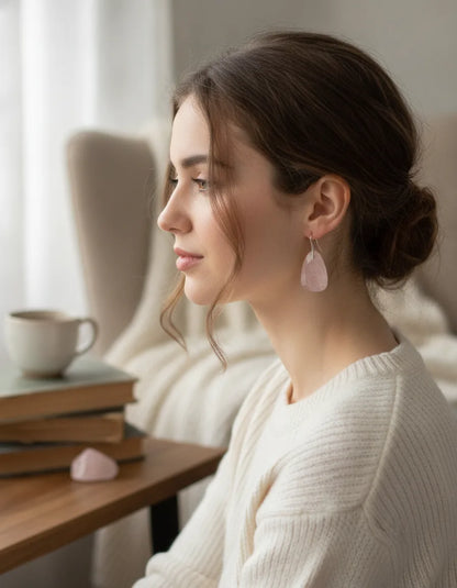Boucles d'oreilles Douceur Quartz Rose