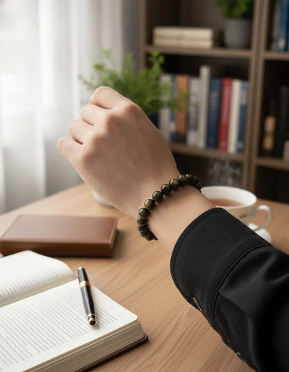Bracelet Obsidienne Dorée 8mm - Protection & Clarté