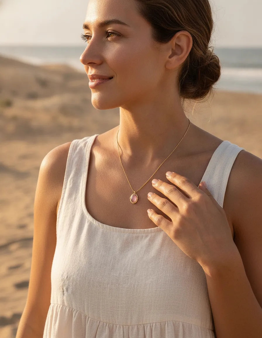 Collier Ava Quartz Fraise : Amour & Sérénité