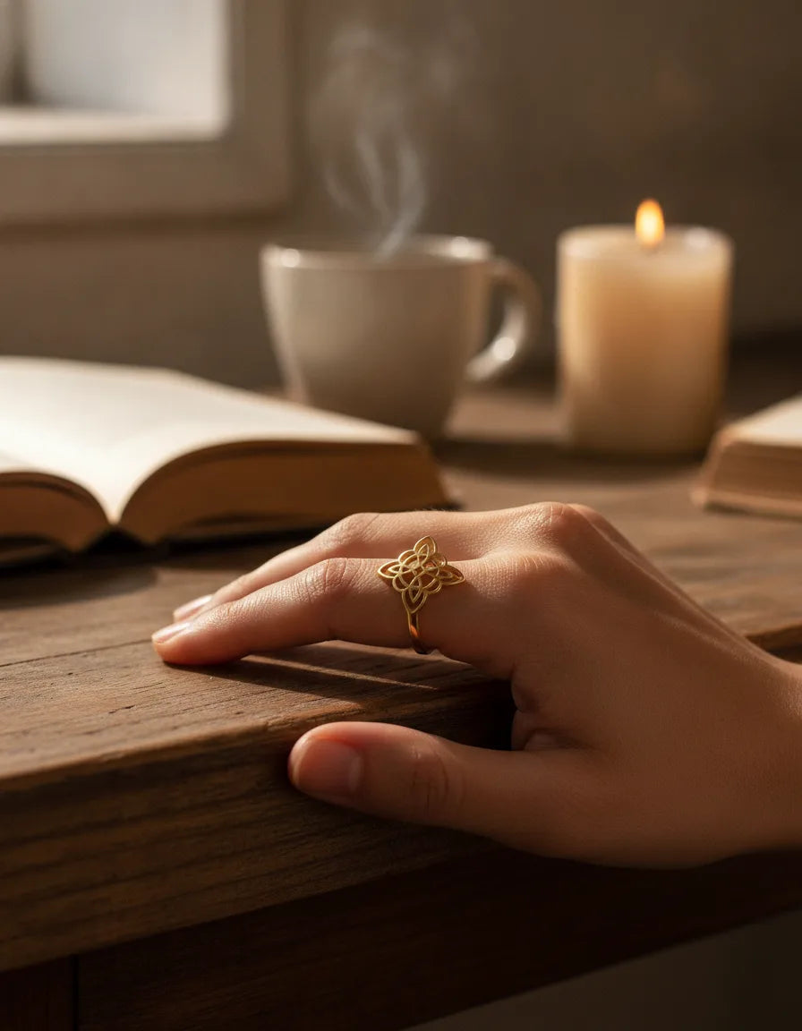 Bague Noeud de Sorcière Protection Éternelle Ajustable