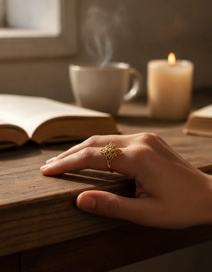 Bague Noeud de Sorcière Protection Éternelle Ajustable