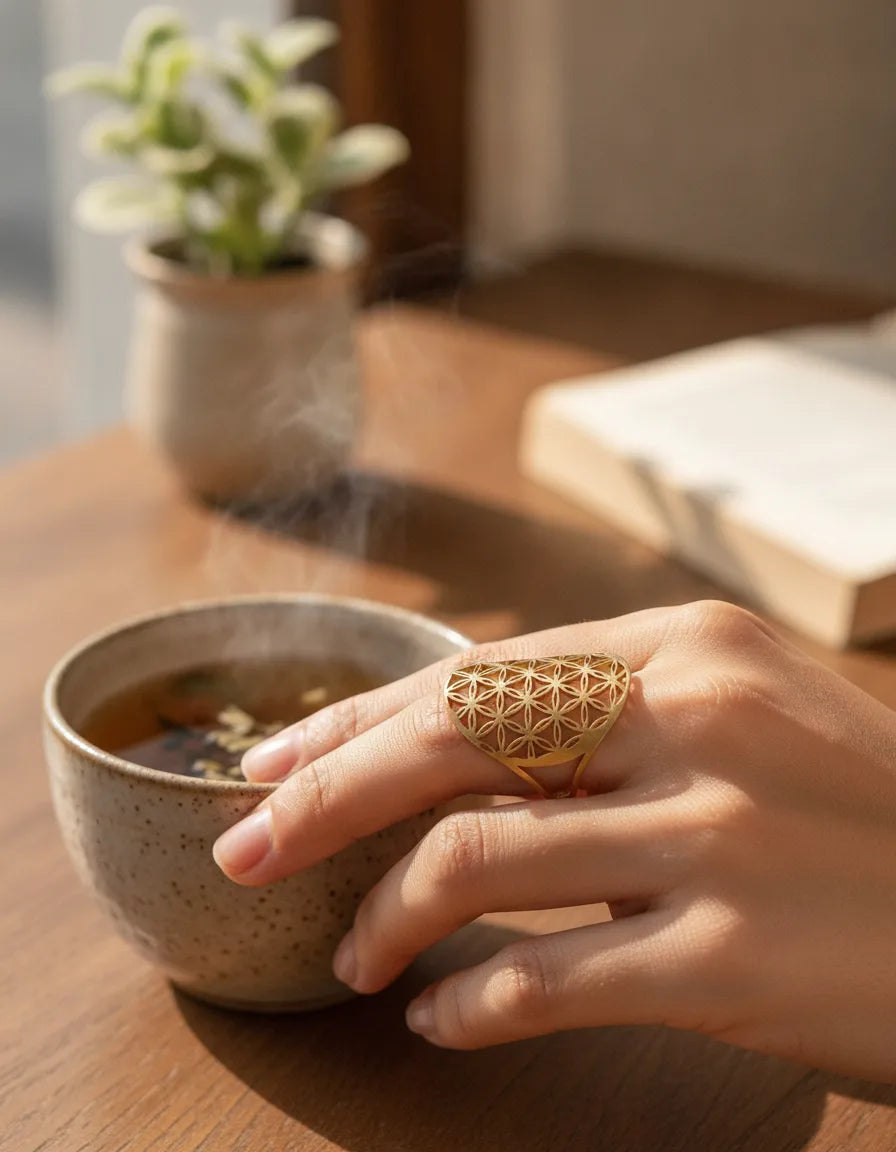 Bague Fleur de Vie Ajustable Harmonie Universelle
