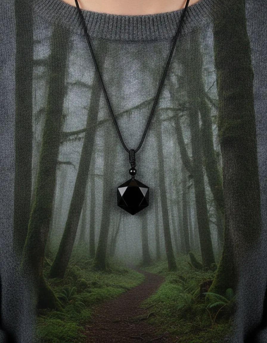Talisman Hexagonal Protection Obsidienne Noire