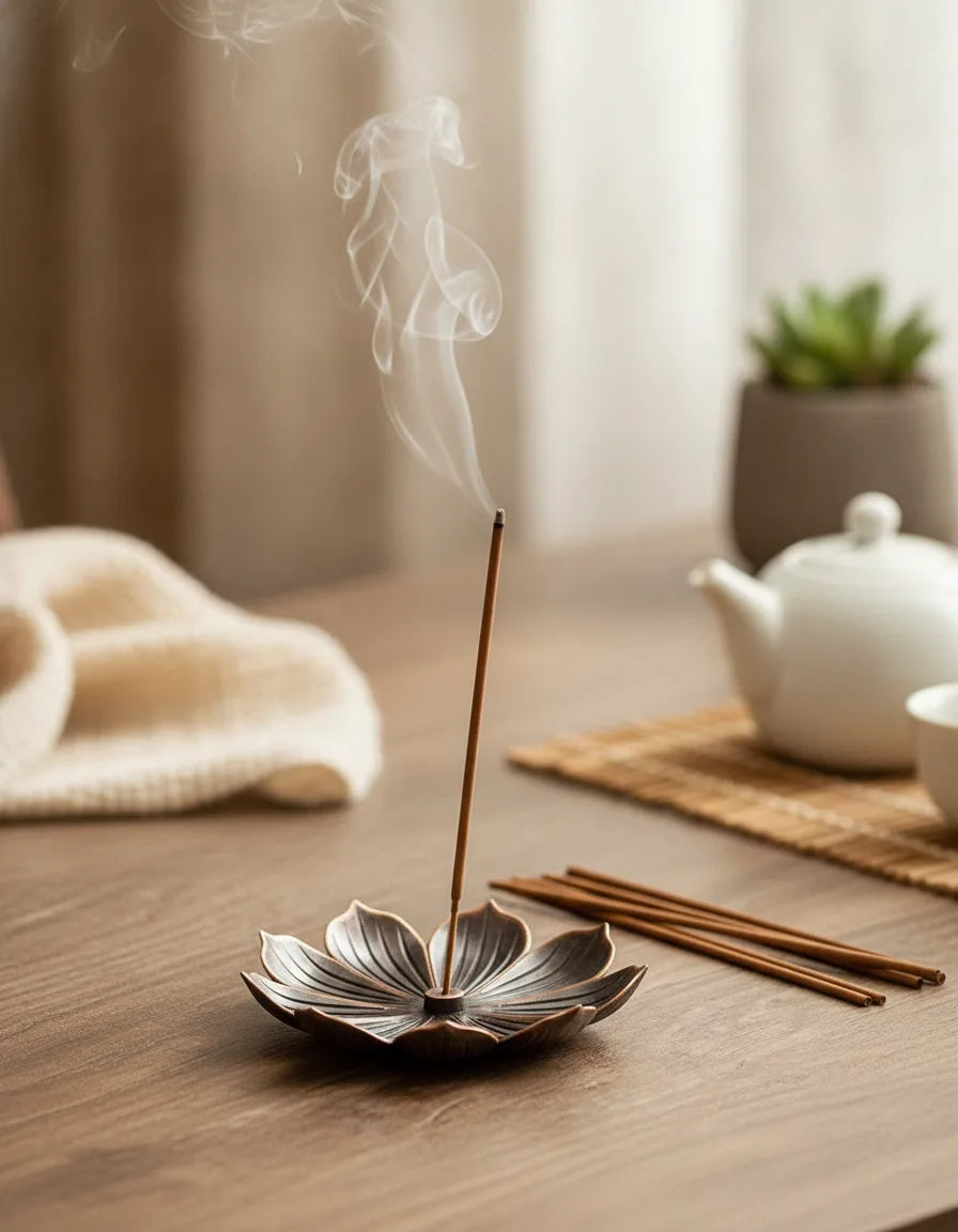 Porte Encens Fleur de Lotus Bronze