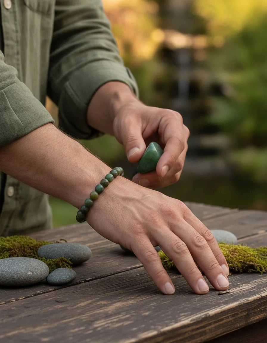 Bracelet Jade Néphrite 8mm - Harmonie & Prospérité