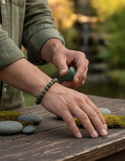 Bracelet Jade Néphrite 8mm - Harmonie & Prospérité