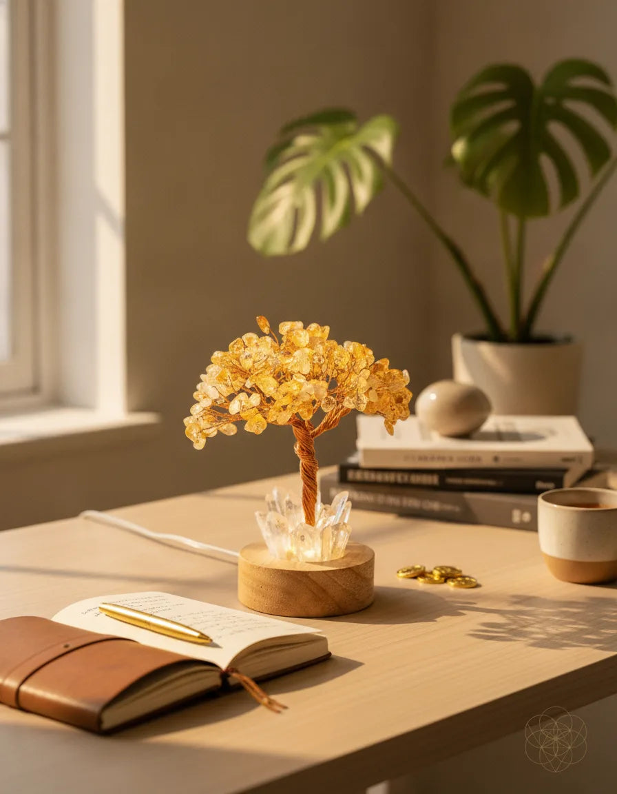 Lampe Citrine & Cristal de Roche - Abondance & Prospérité