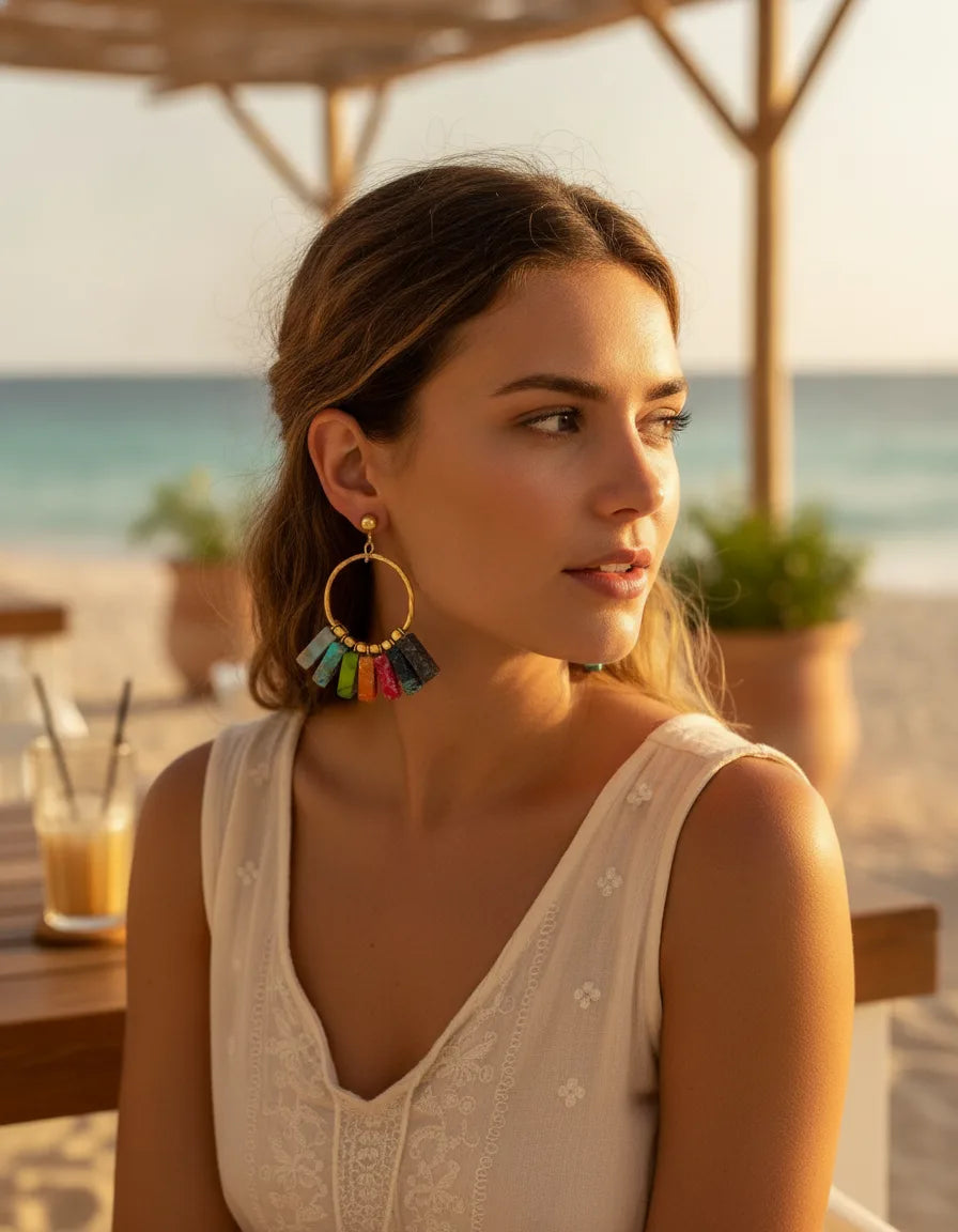 Boucles d'oreilles Bohème 7 Chakras