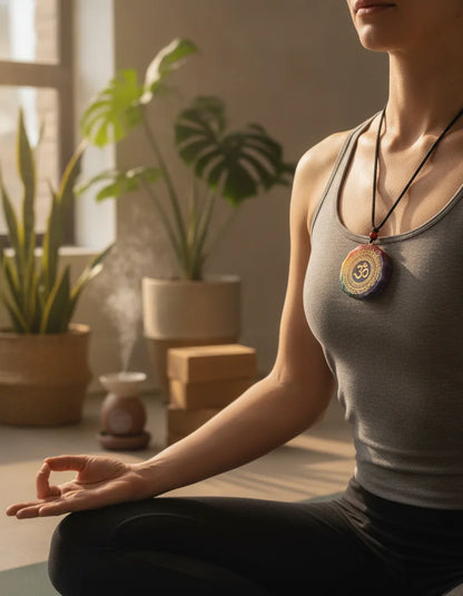 Pendentif Orgonite 7 Chakras Rond - Équilibre Énergétique