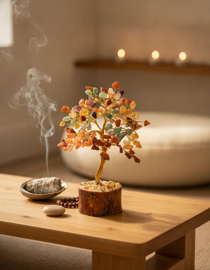 Arbre 7 Chakras Équilibre - Pierres Naturelles & Bois