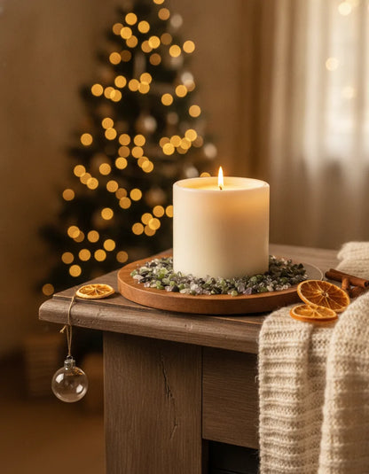 Bougie Magie de Noël : Jade, Quartz Fumé & Aura