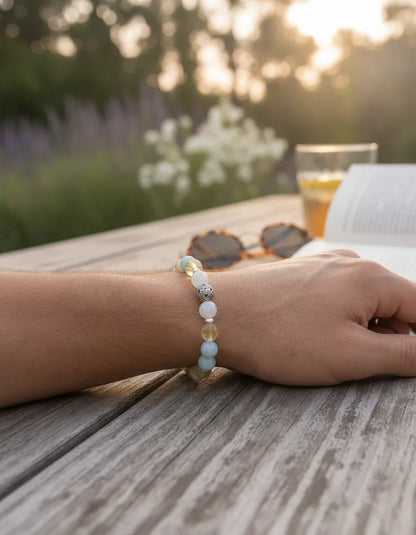 Bracelet Énergies de l'Été - Aigue-Marine, Citrine, Pierre de Lune