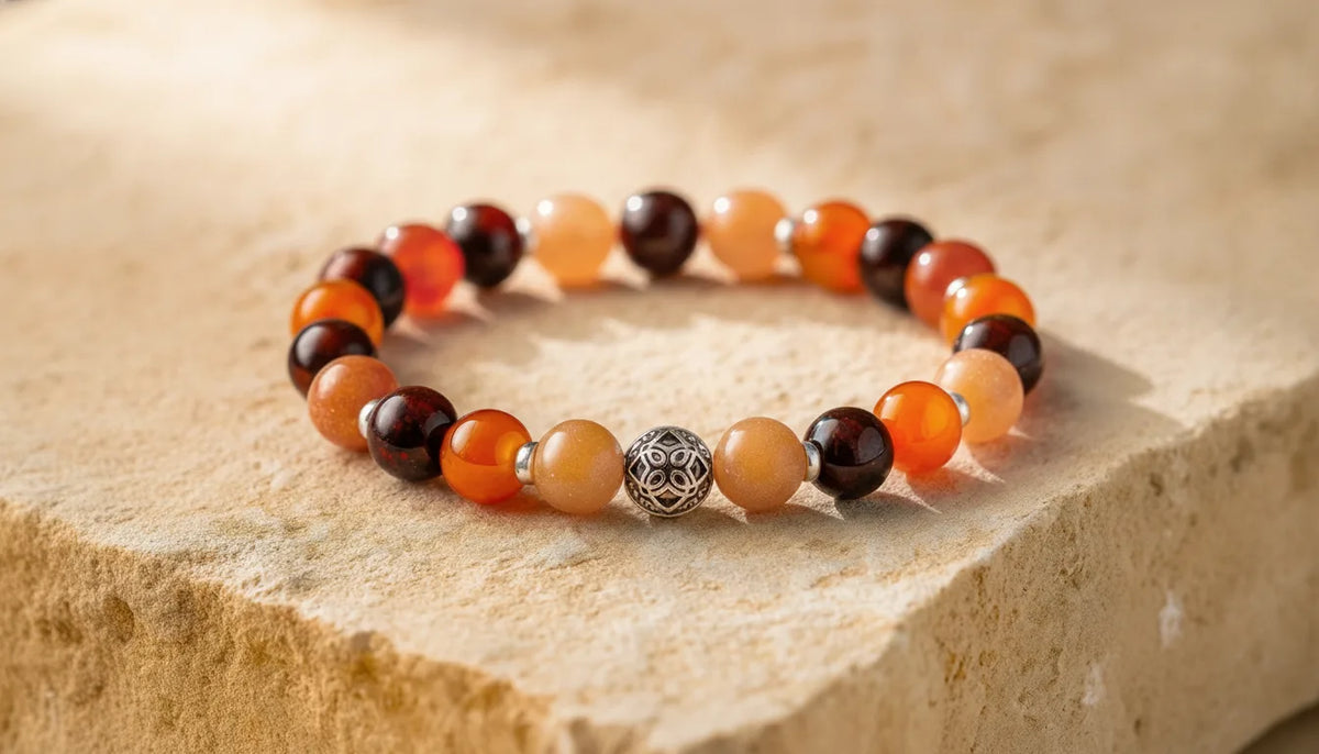 Bracelet Énergie Cornaline Grenat Pierre de Soleil