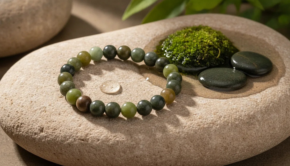 Bracelet Jade Néphrite 8mm - Harmonie & Prospérité