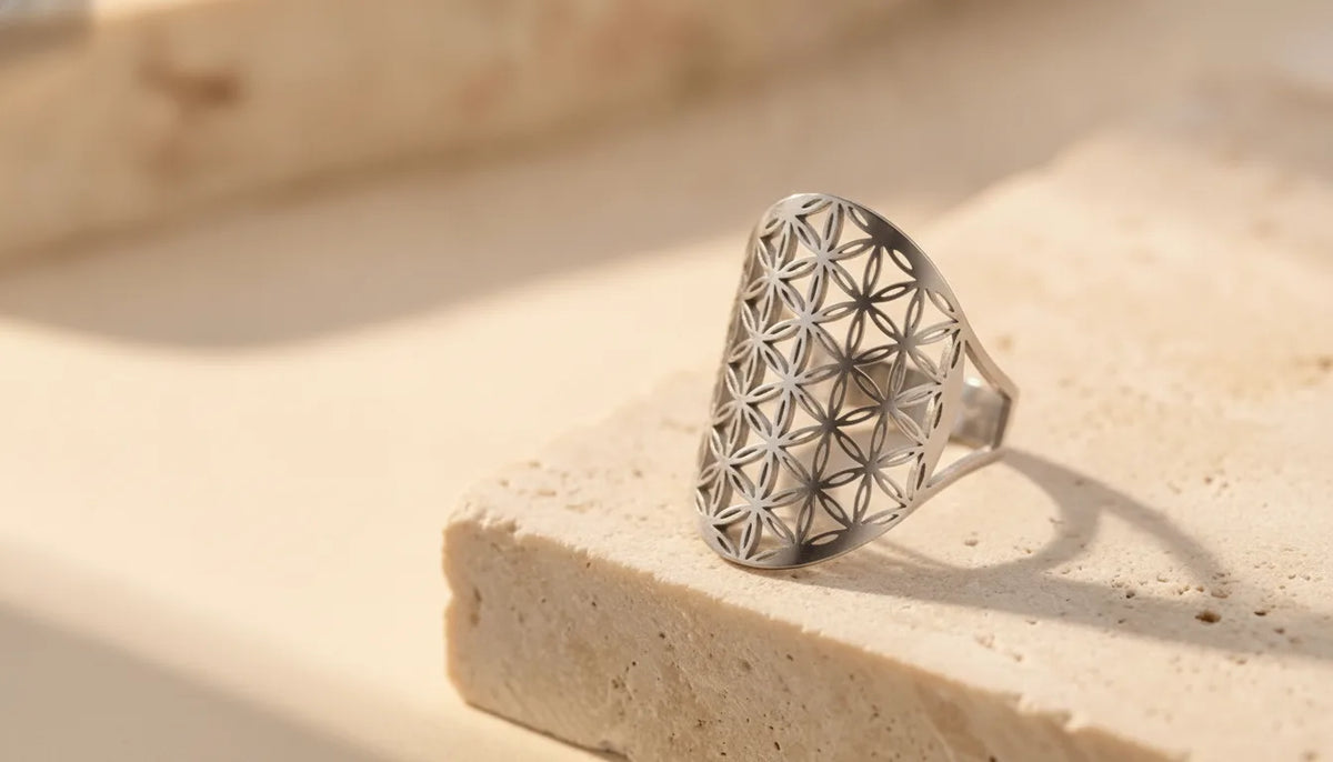 Bague Fleur de Vie Ajustable Harmonie Universelle