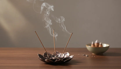 Porte Encens Fleur de Lotus Bronze