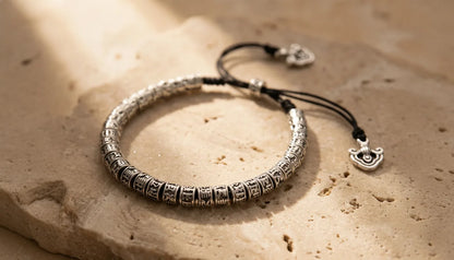 Bracelet Tibétain Cuivre Blanc Mantra Om
