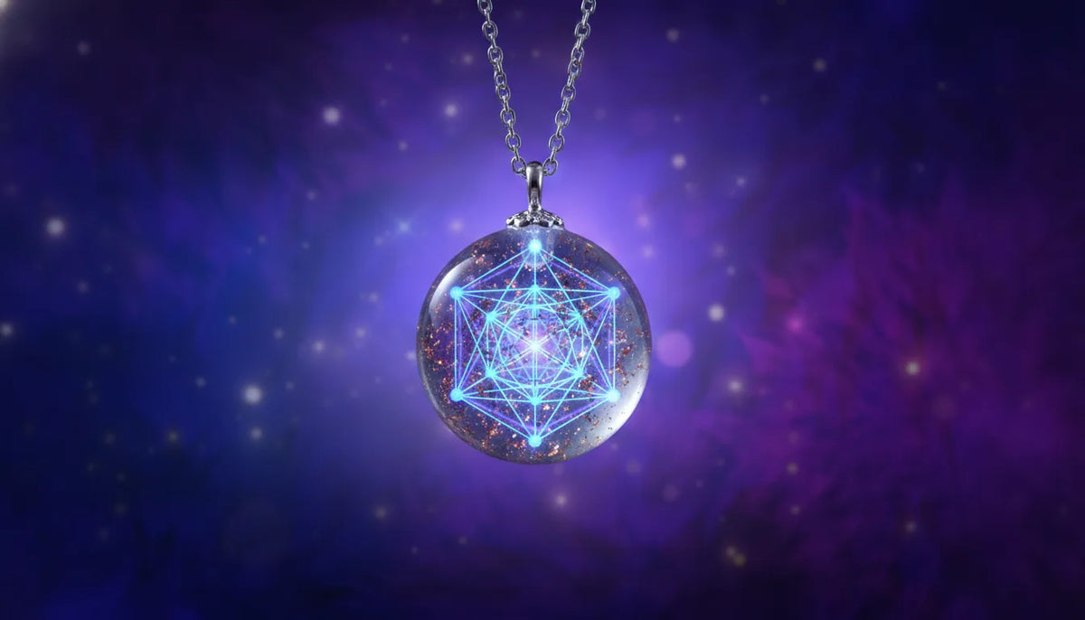 Pendentif Orgonite Cube de Métatron Turquoise