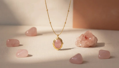Collier Ava Quartz Fraise : Amour & Sérénité