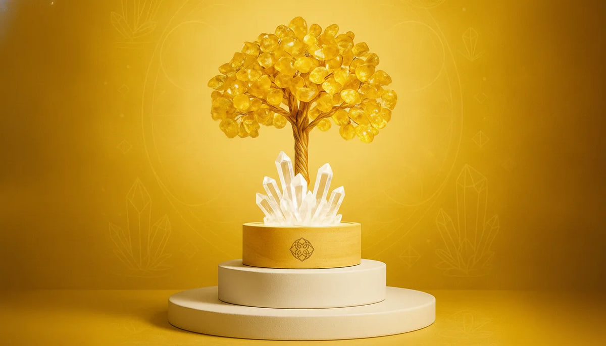 Lampe Citrine & Cristal de Roche - Abondance & Prospérité