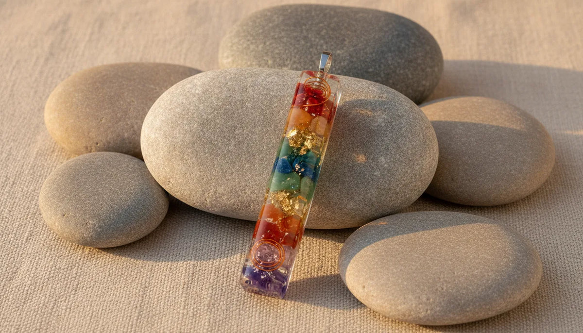 Pendentif Orgonite 7 Chakras Allongé