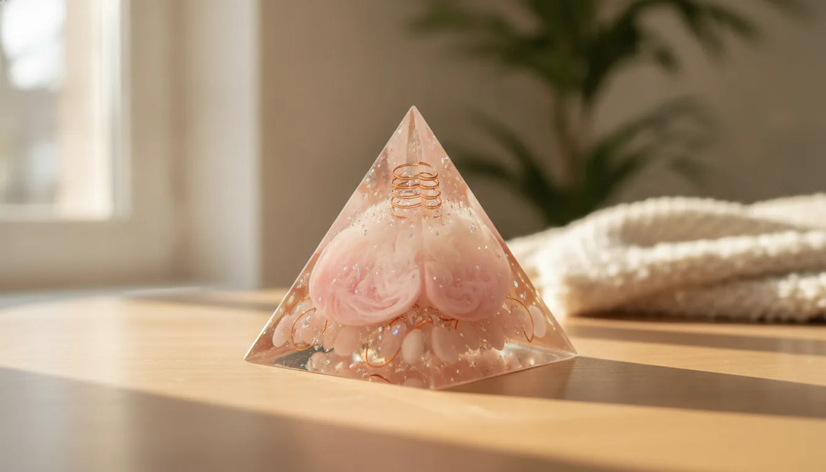 Pyramide Orgonite Bulle de Tendresse Quartz Rose