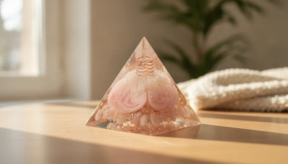 Pyramide Orgonite Bulle de Tendresse Quartz Rose
