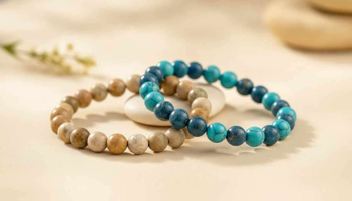 Duo Bracelets Jaspe Paysage & Impérial : Énergie & Confiance