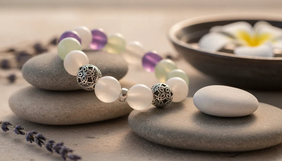 Bracelet Maman Zen : Améthyste, Pierre de Lune, Aventurine