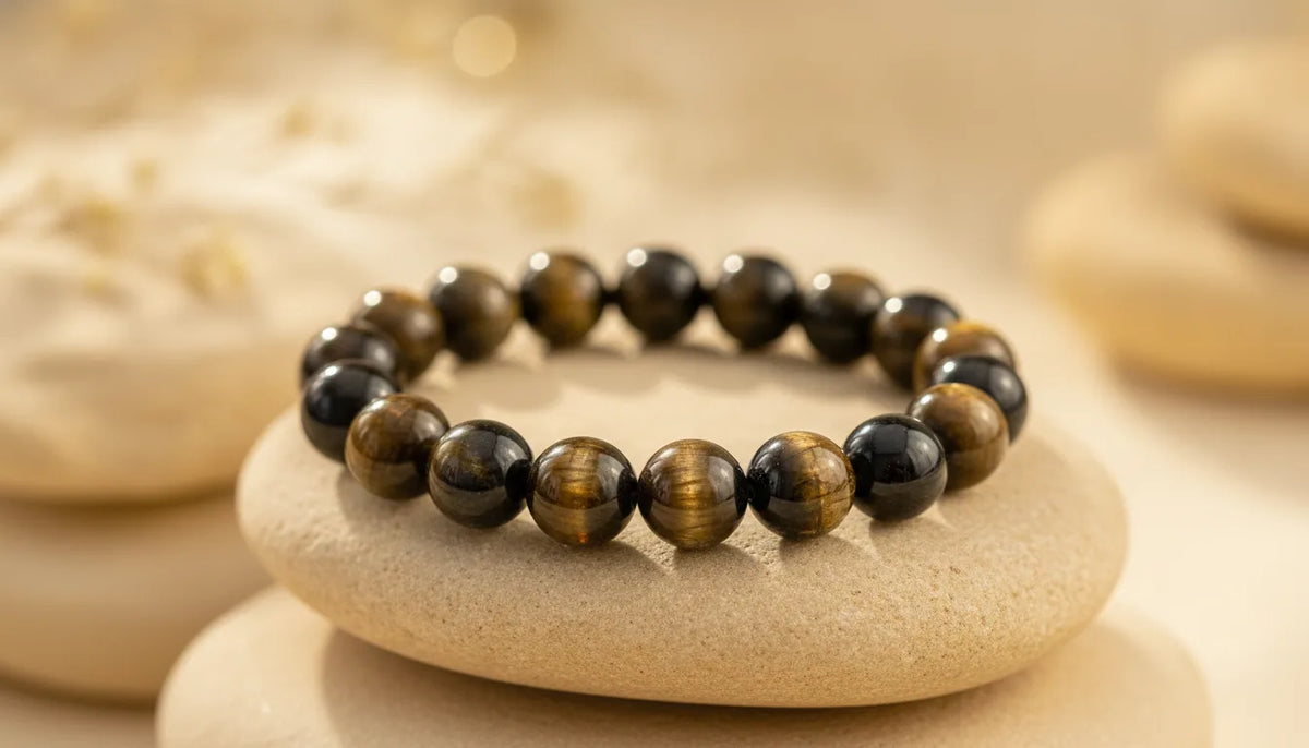 Bracelet Obsidienne Dorée 8mm - Protection & Clarté