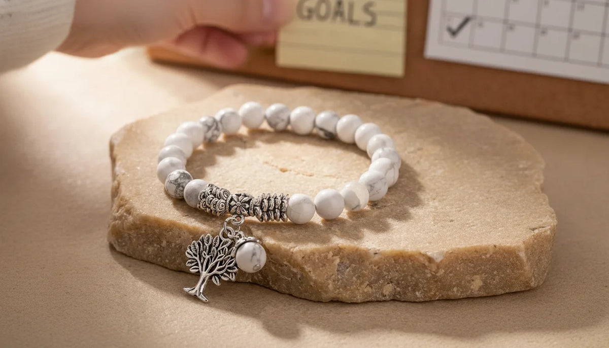 Bracelet Motivation Howlite & Arbre de Vie