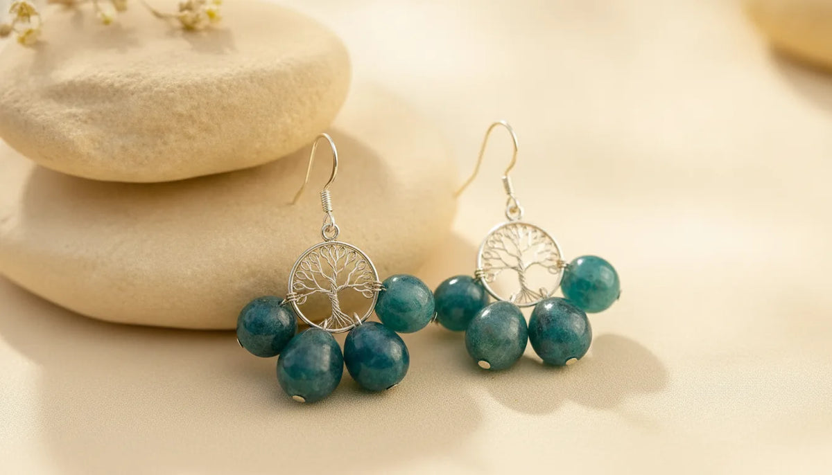 Boucles d'oreilles Vitalité Apatite Arbre de Vie