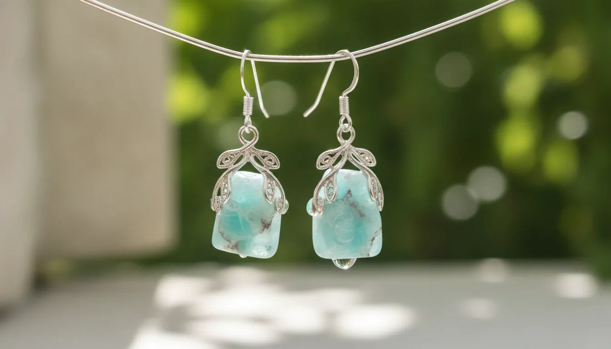 Boucles d'oreilles Bohème Amazonite Naturelle