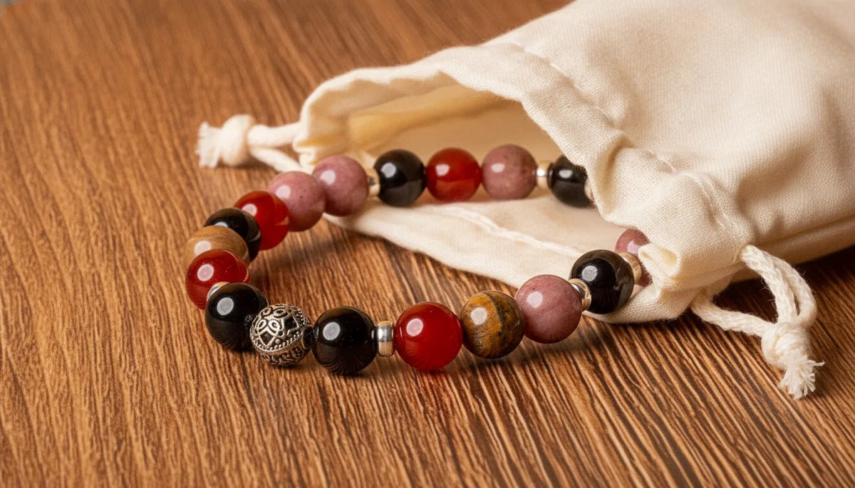 Bracelet Libido : Grenat, Cornaline, Rhodochrosite