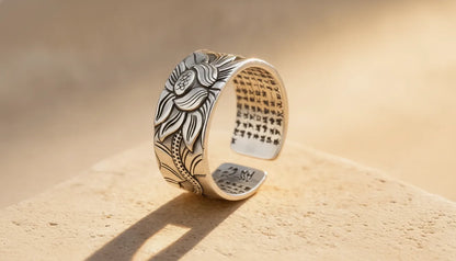 Bague Mantra Secret Fleur de Lotus Cuivre Antique